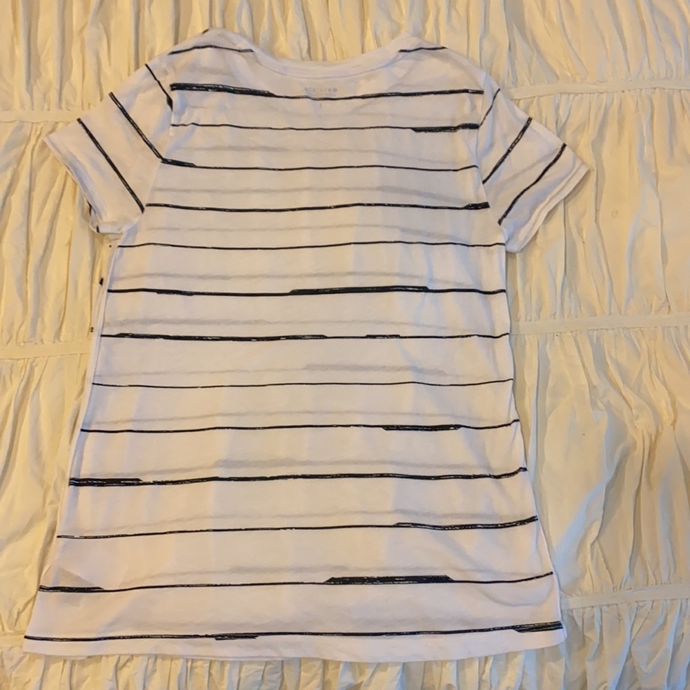 Athleta white T-shirt with dark stripes size small - Picture 3 of 7